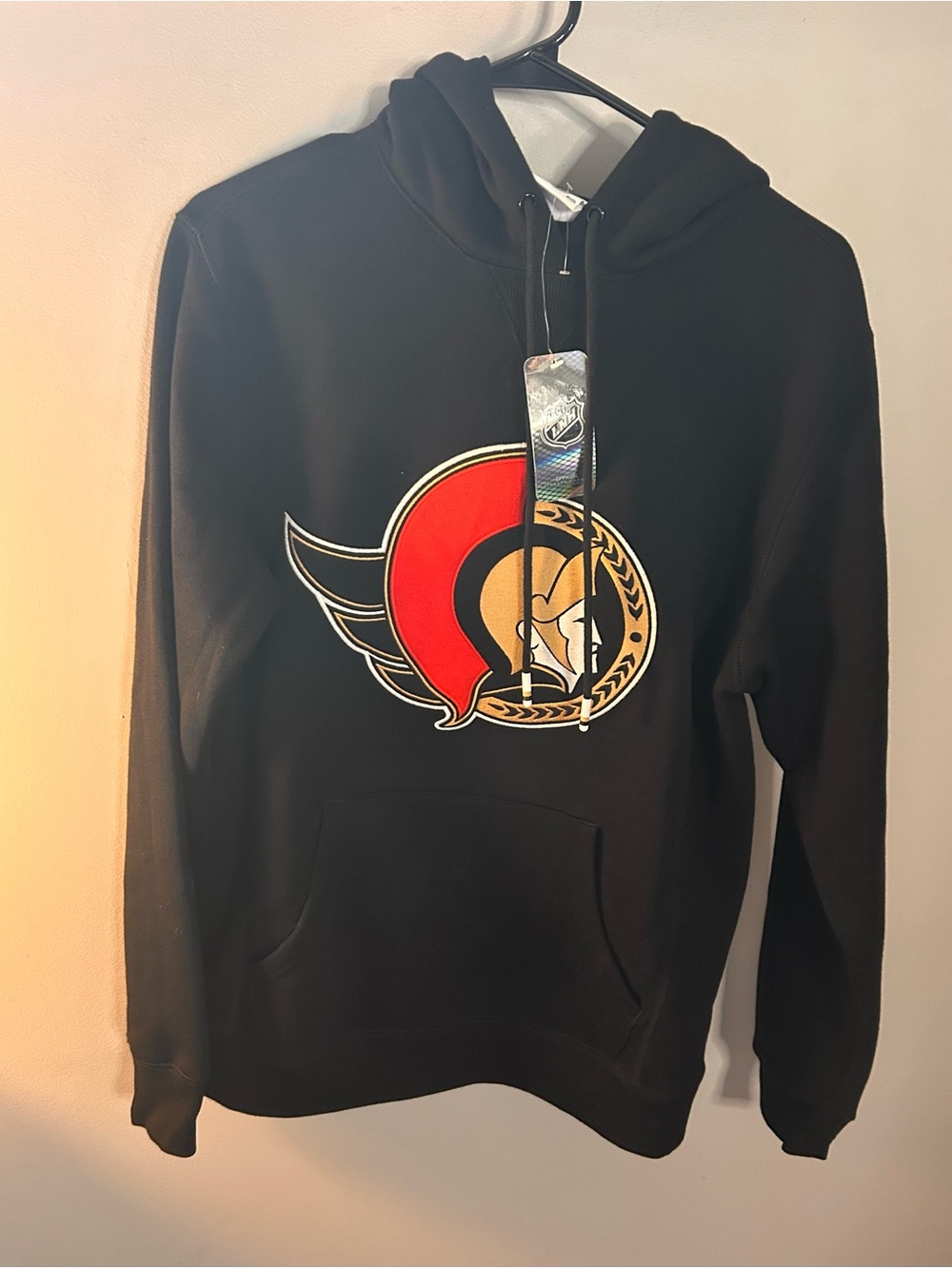 NHL Ottawa Senators Black Hoodie with Red & Gold Men’s Small or Women’s Medium.